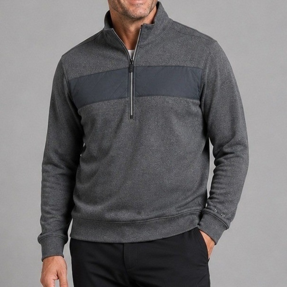 Tiger Woods‎ Collection Quarter Zip Pullover Men Medium Gray Golf Golfcore